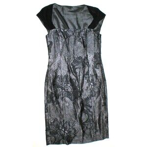 Womens NWT $798 Worth New York 4 Dress Gray Gunmetal Chiffon Sheath Black Silk